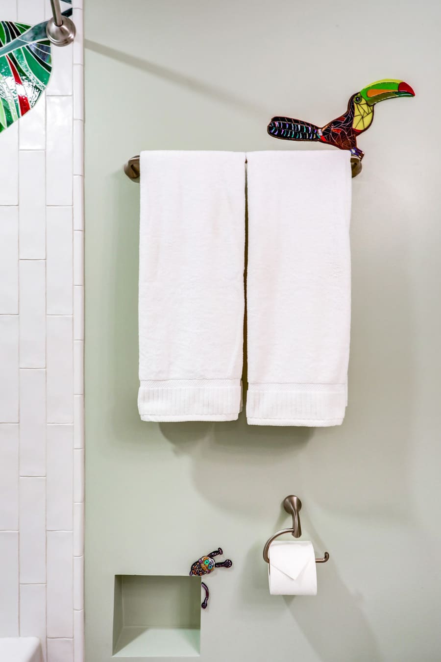 Lancaster Bathroom Remodel with tropical animal mosaic art