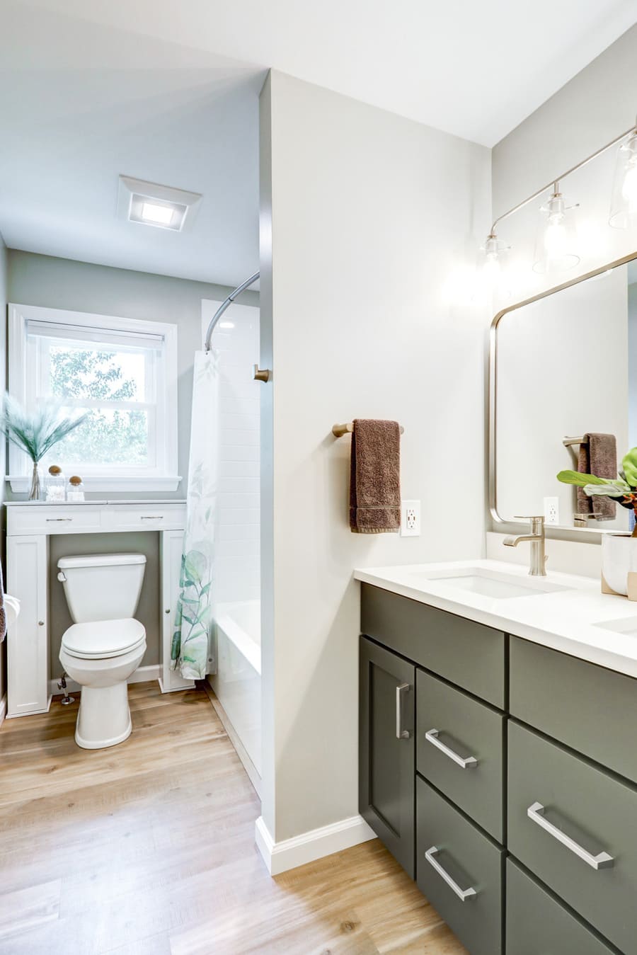 Lititz kids Bathroom remodel with green vanity