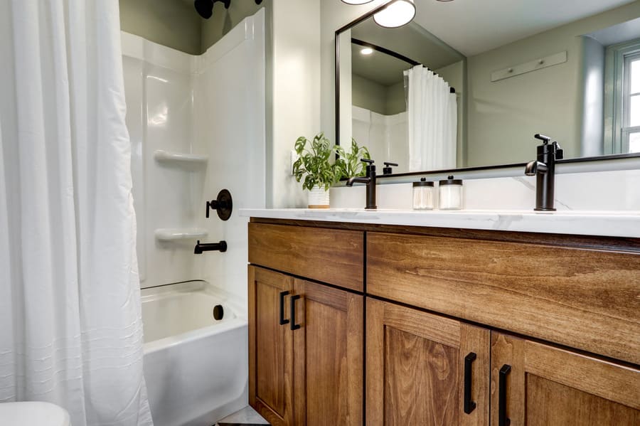 Manheim Bathroom Remodel with dark brown vanity