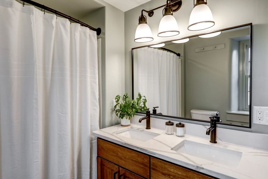 Manheim Bathroom Remodel with matte black accessories