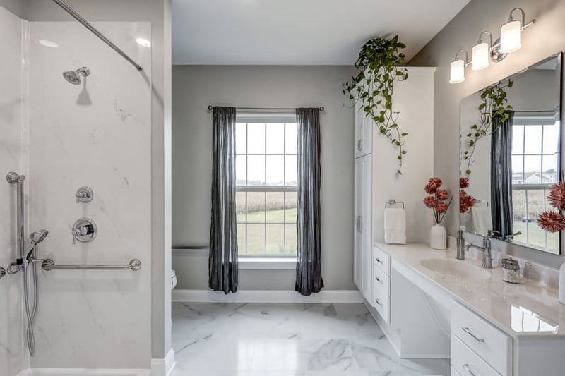 Large window in Lancaster bathroom remodel