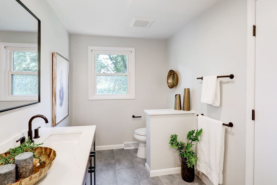 Lancaster Primary Bathroom Remodel with private toilet area