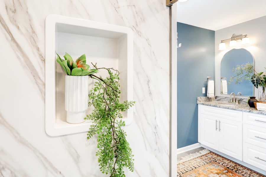 Shower niche in Lancaster Bathroom remodel