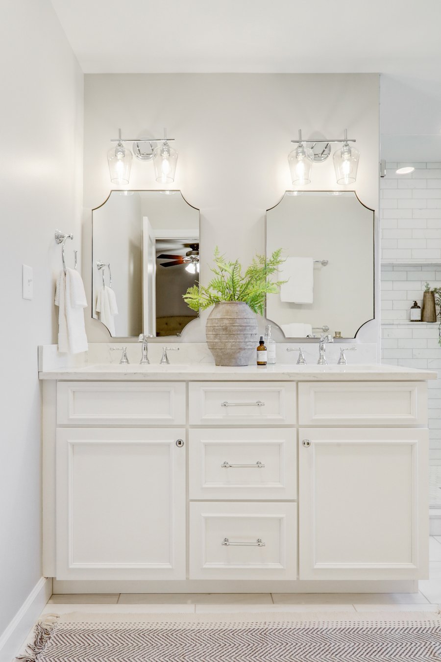 double white vanity in Lititz Master Bathroom Remodel
