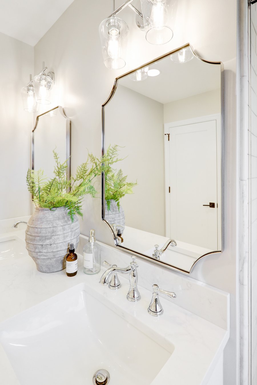scalloped mirrors in Lititz Master Bathroom Remodel