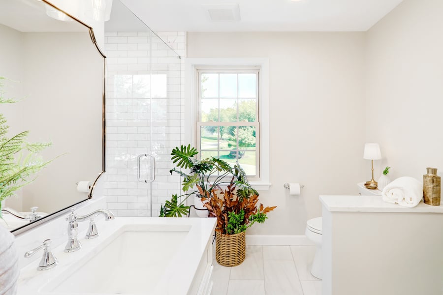 Lititz Master Bathroom Remodel with half wall for toilet