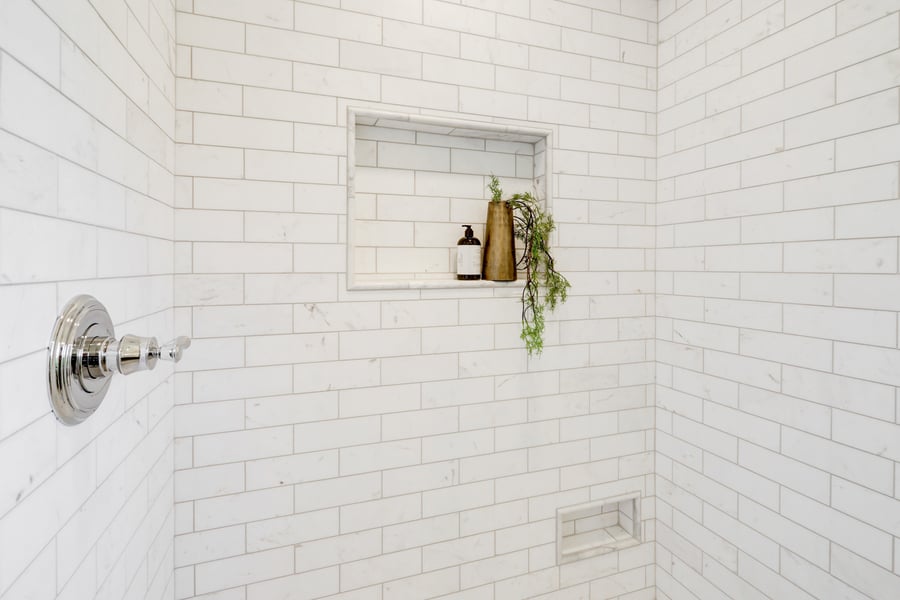 Lititz Master Bathroom Remodel with tile shower niche
