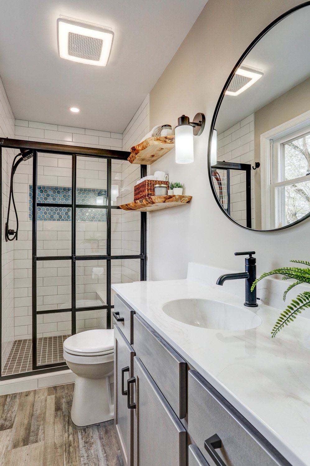 Lancaster Bathroom Remodel with matte black accents