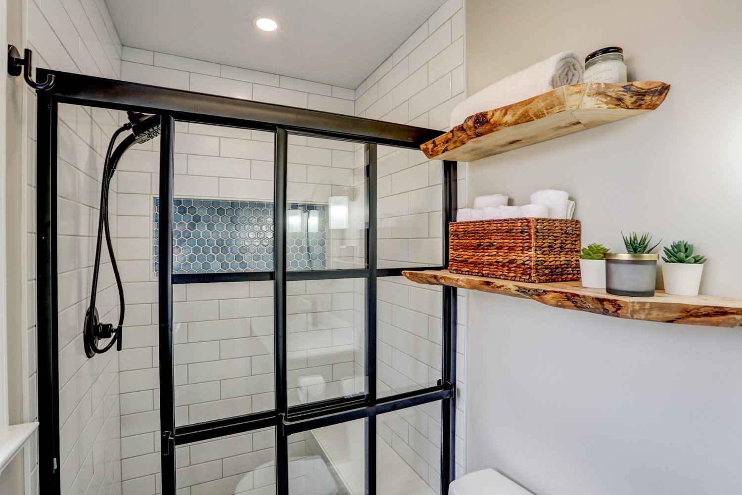 Lancaster Bathroom Remodel  with grid shower doors