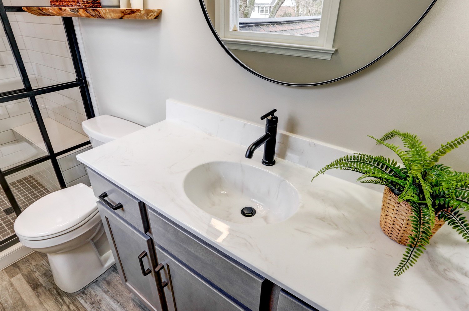 Lancaster Bathroom Remodel with single vanity