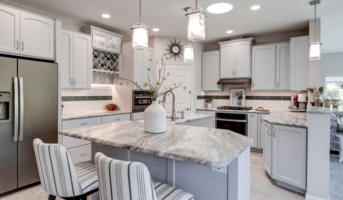 Large kitchen island in Lancaster kitchen remodel