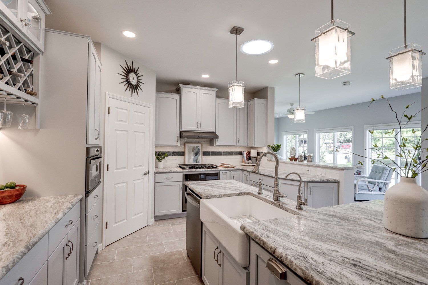 Lancaster Kitchen Remodel with marble countertop and farmhouse sink