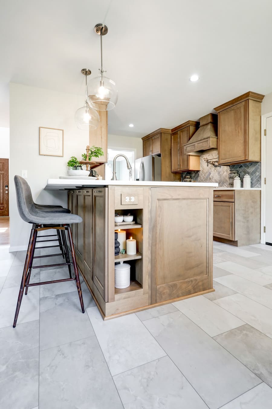 Willow Street Kitchen Remodel with storage in peninsula