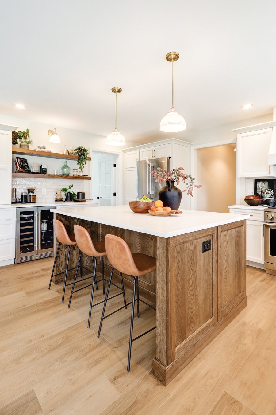 Landisville Kitchen remodel with brown kitchen island