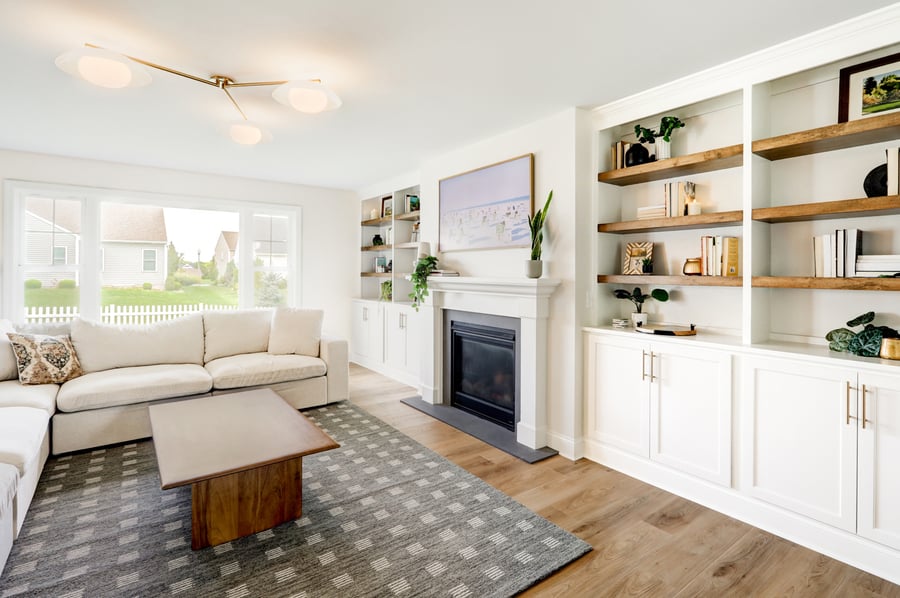 Landisville living room remodel with built ins