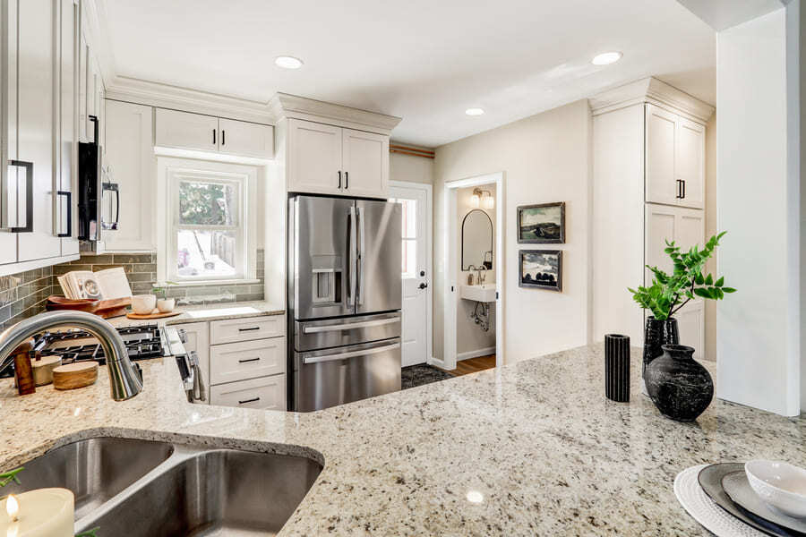 granite countertops and passthrough in Lancaster Kitchen Remodel