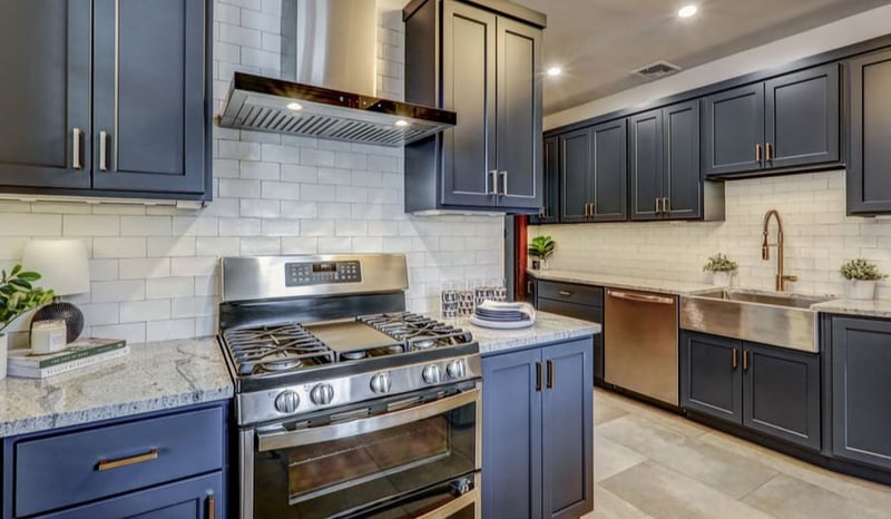 Blue cabinets in Mount Joy kitchen remodel