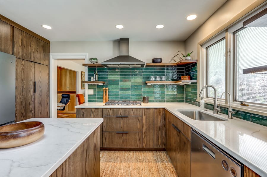 Lancaster Kitchen Remodel with green backsplash