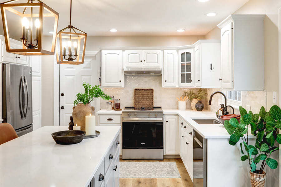 Conestoga Valley Kitchen Remodel with white cabinets and quartz countertops