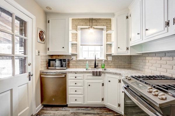 Lancaster kitchen remodel with brick backsplash