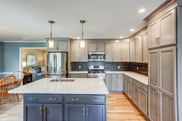 Dual colored kitchen cabinets in Lancaster kitchen remodel