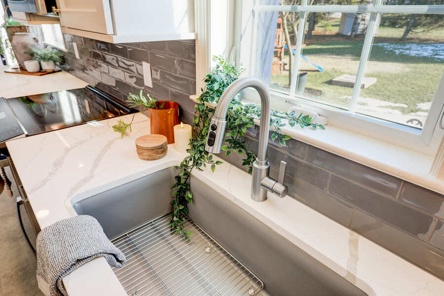 brushed nickel faucet and large sink in Lititz Kitchen Remodel 