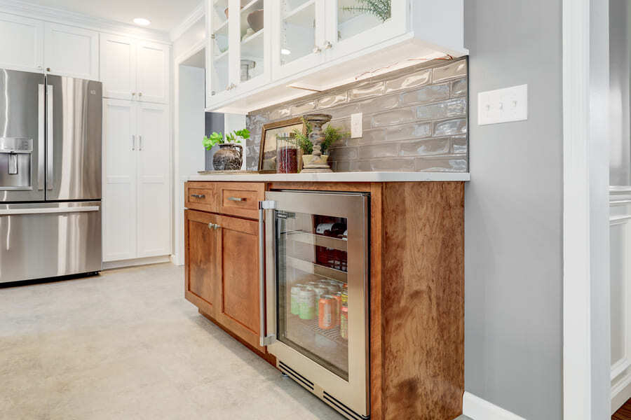 Built in Beverage fridge in Lititz Kitchen Remodel 