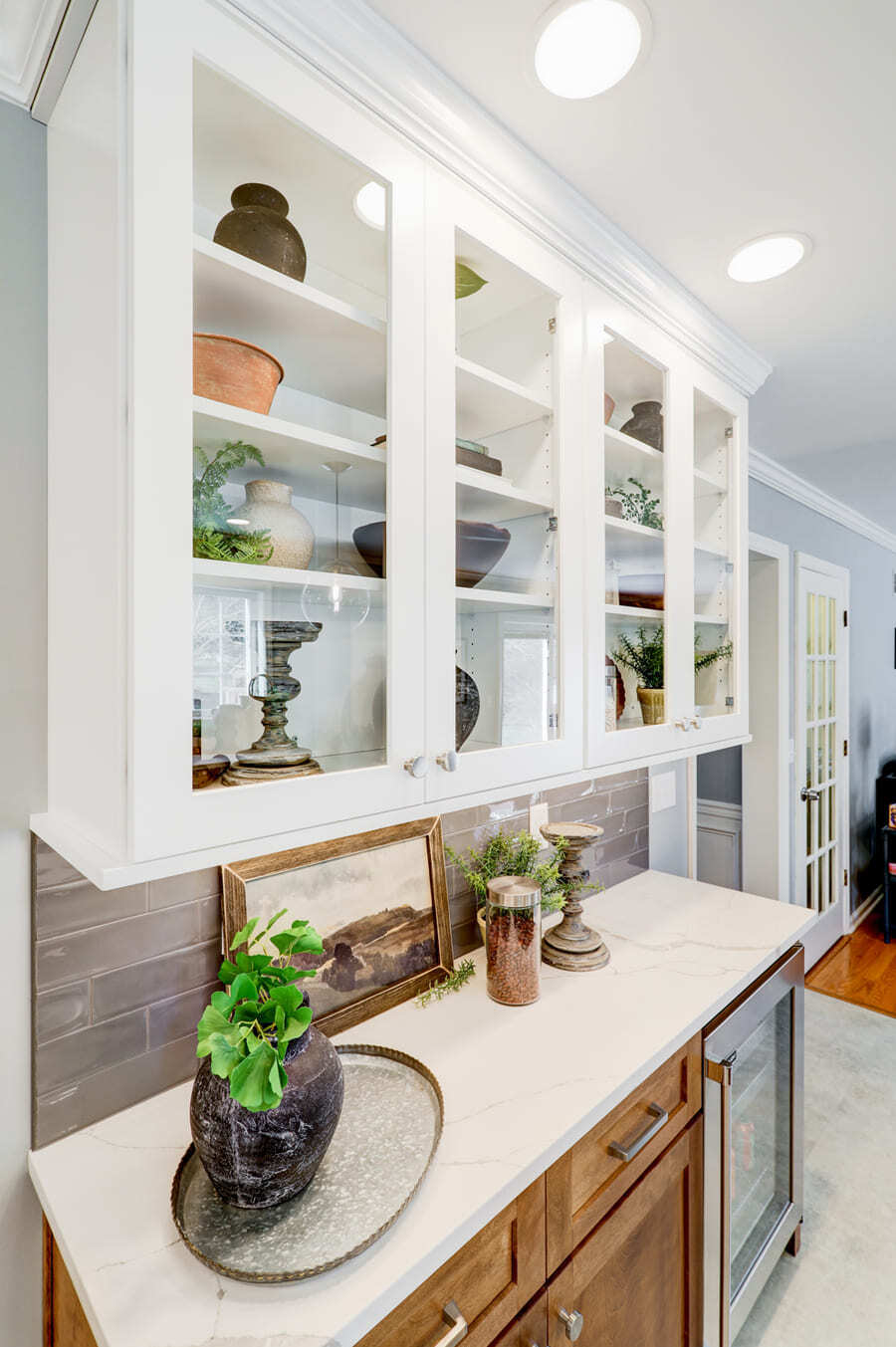 Lititz Kitchen Remodel with glass front cabinets