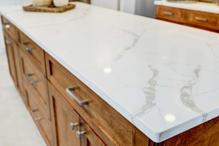 quartz countertop with beautiful veining in Lititz Kitchen Remodel 