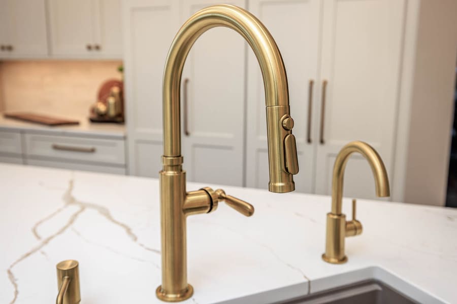 Lititz Kitchen Remodel with gold faucet