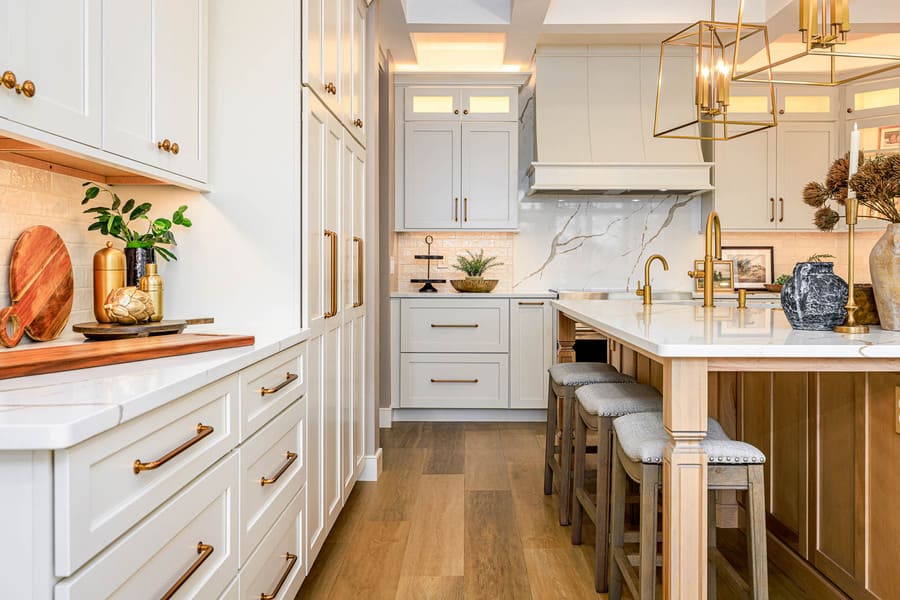 Lititz Kitchen Remodel  with cream cabinets and gold accents