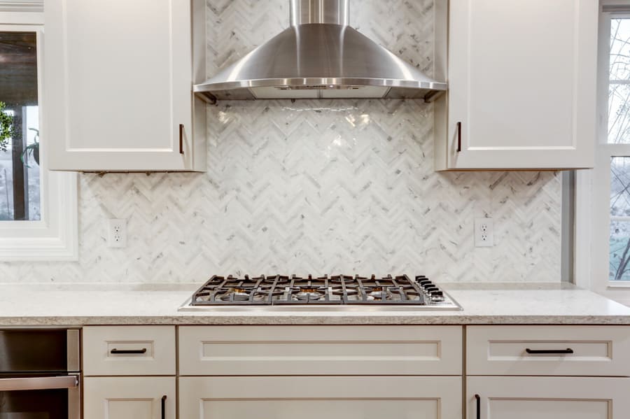 Lancaster Kitchen Remodel herringbone backsplash