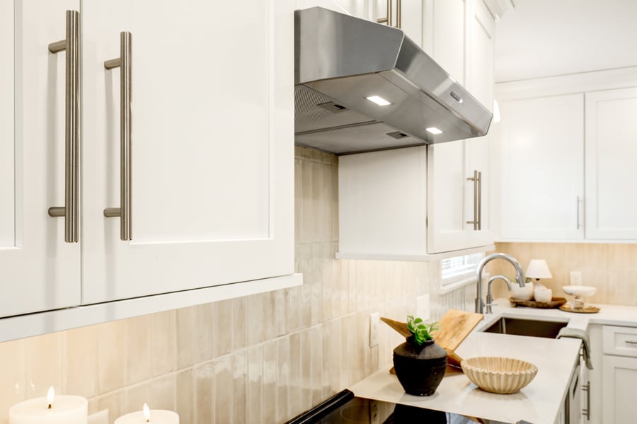 brushed nickel hardware in New Holland Kitchen remodel