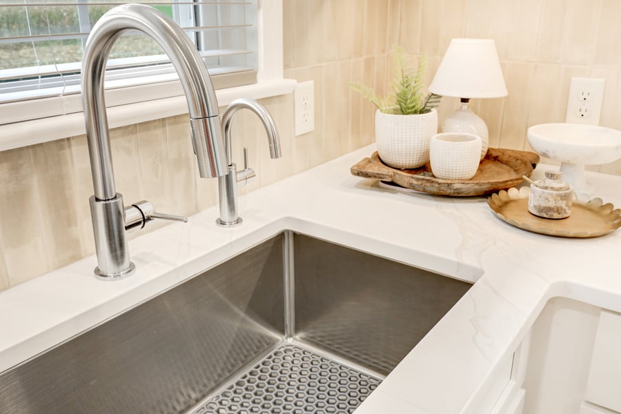 large stainless steel sink inNew Holland Kitchen remodel