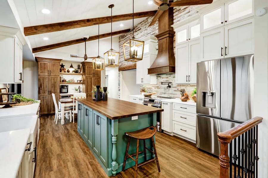 Lancaster Kitchen Remodel with white cabinets and wood accents
