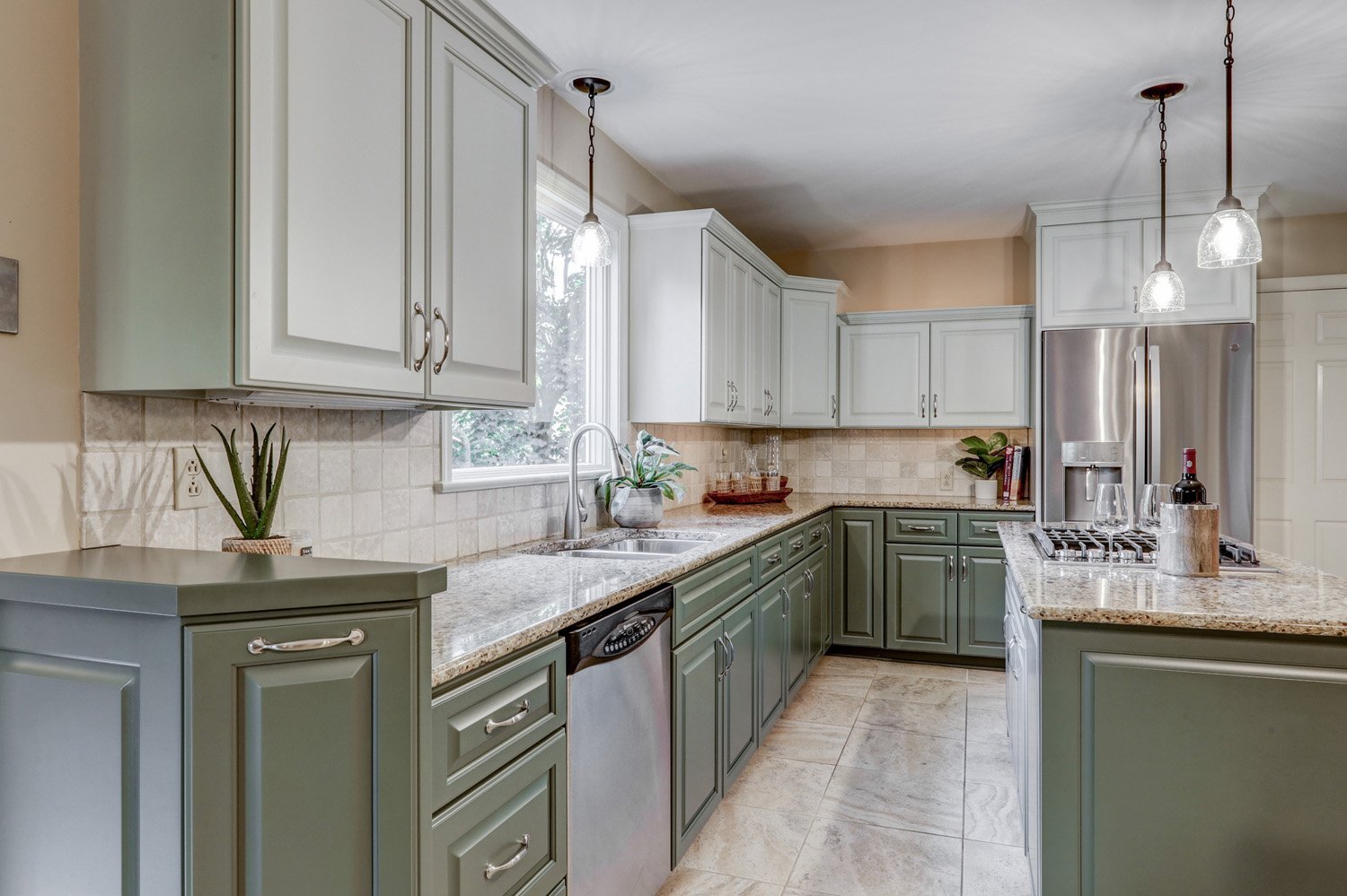 Lancaster Kitchen facelift with green cabinets