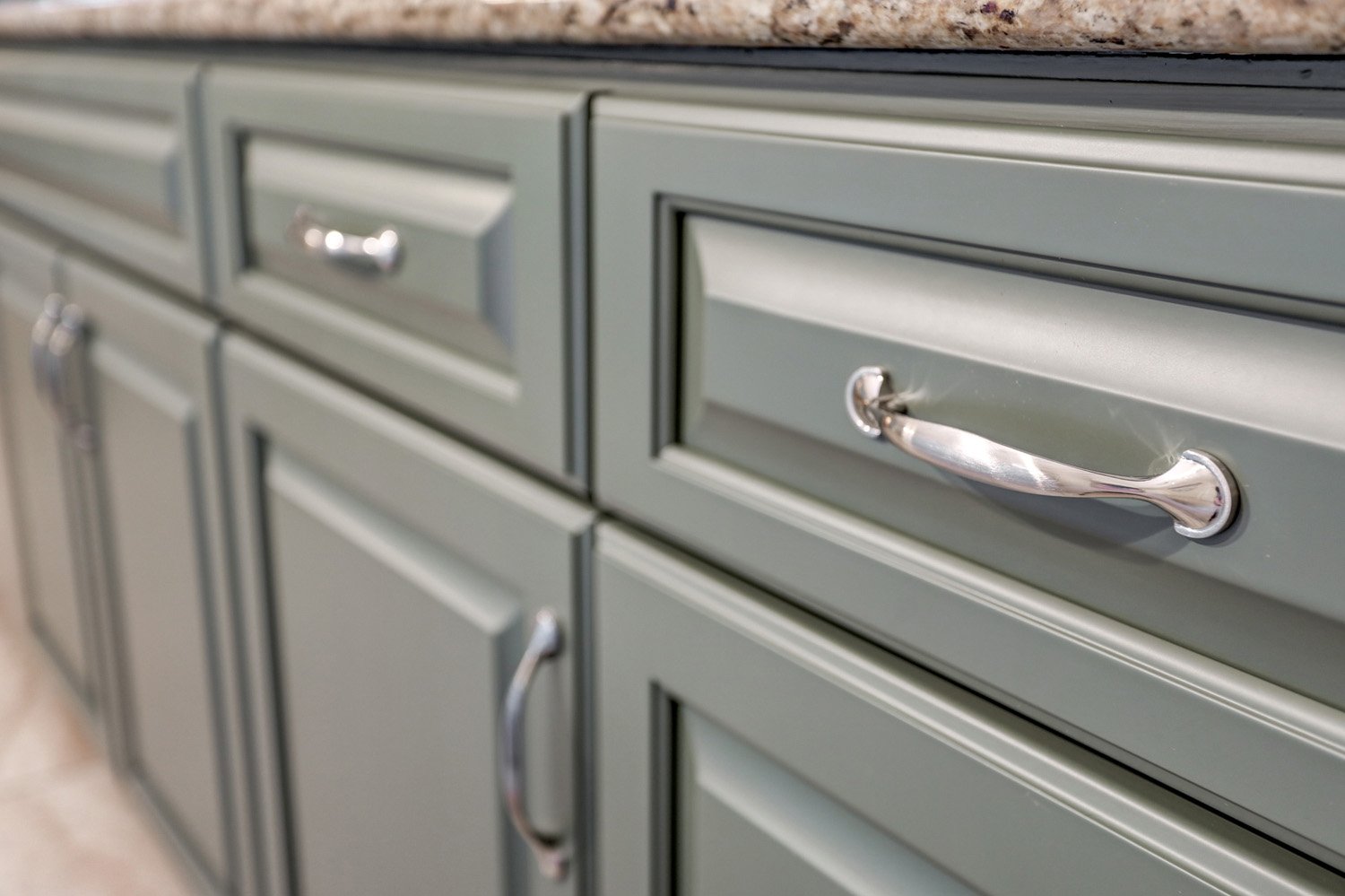 Lancaster Kitchen remodel with satin nickel hardware
