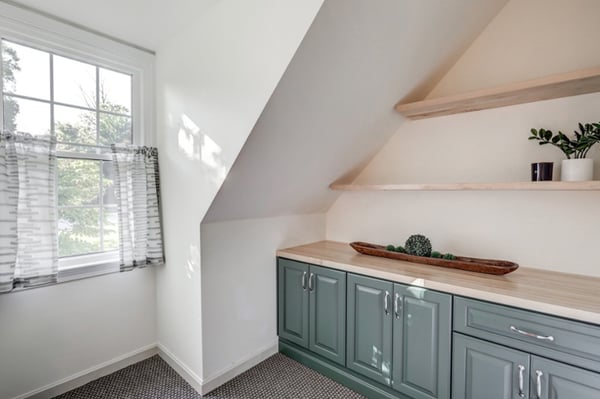 Open shelves in Lancaster kitchen remodel