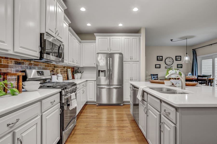 West Lampeter Kitchen Remodel with white cabinets and large island