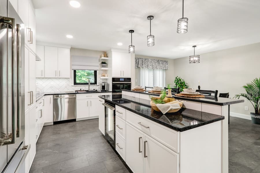 Rohrerstown Kitchen Remodel with white cabinets and matte black countertop