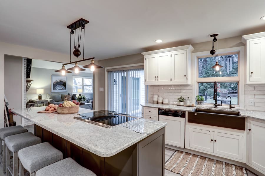 Lancaster Kitchen remodel with large island with seating