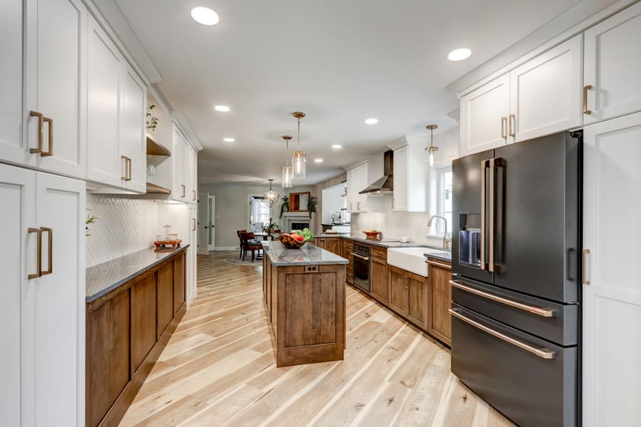 Lancaster Kitchen remodel with two toned cabinets