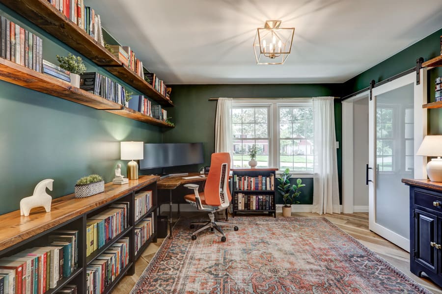 Custom book shelf in Lancaster Home Office Remodel