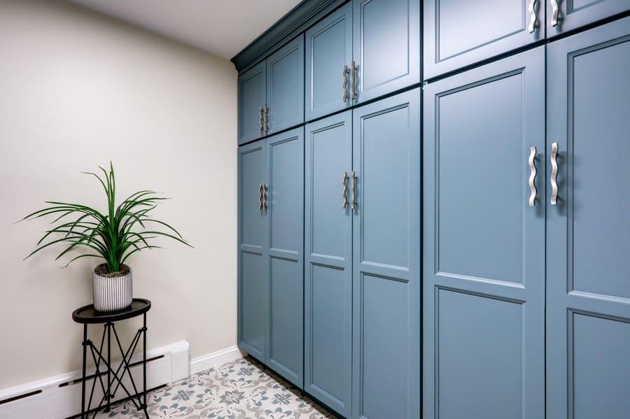 Lancaster Laundry Room Remodel with floor to ceiling cabinets