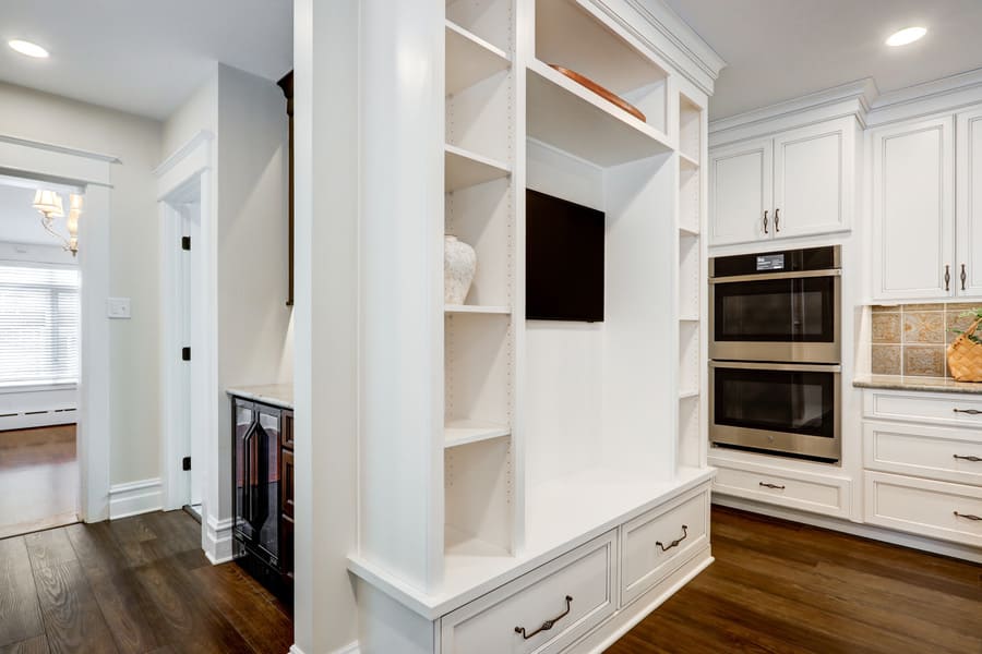 built in storage shelves in Lancaster Kitchen Remodel