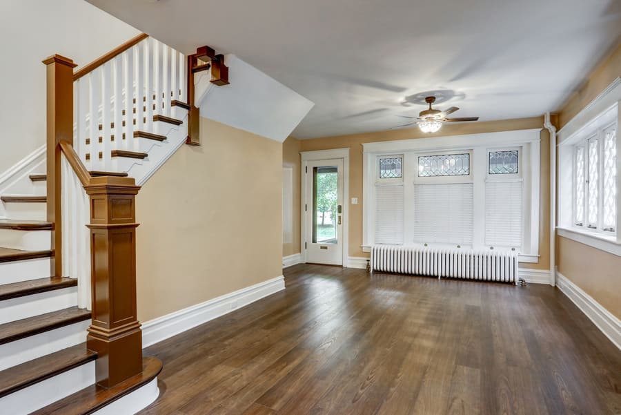 Lancaster living room remodel with wrap stairs