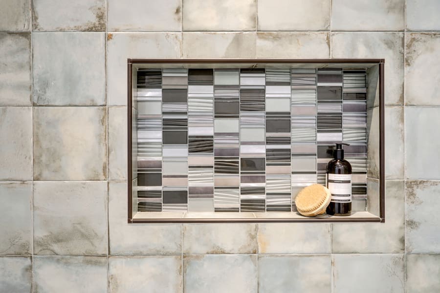 shower niche in Lancaster Bathroom remodel