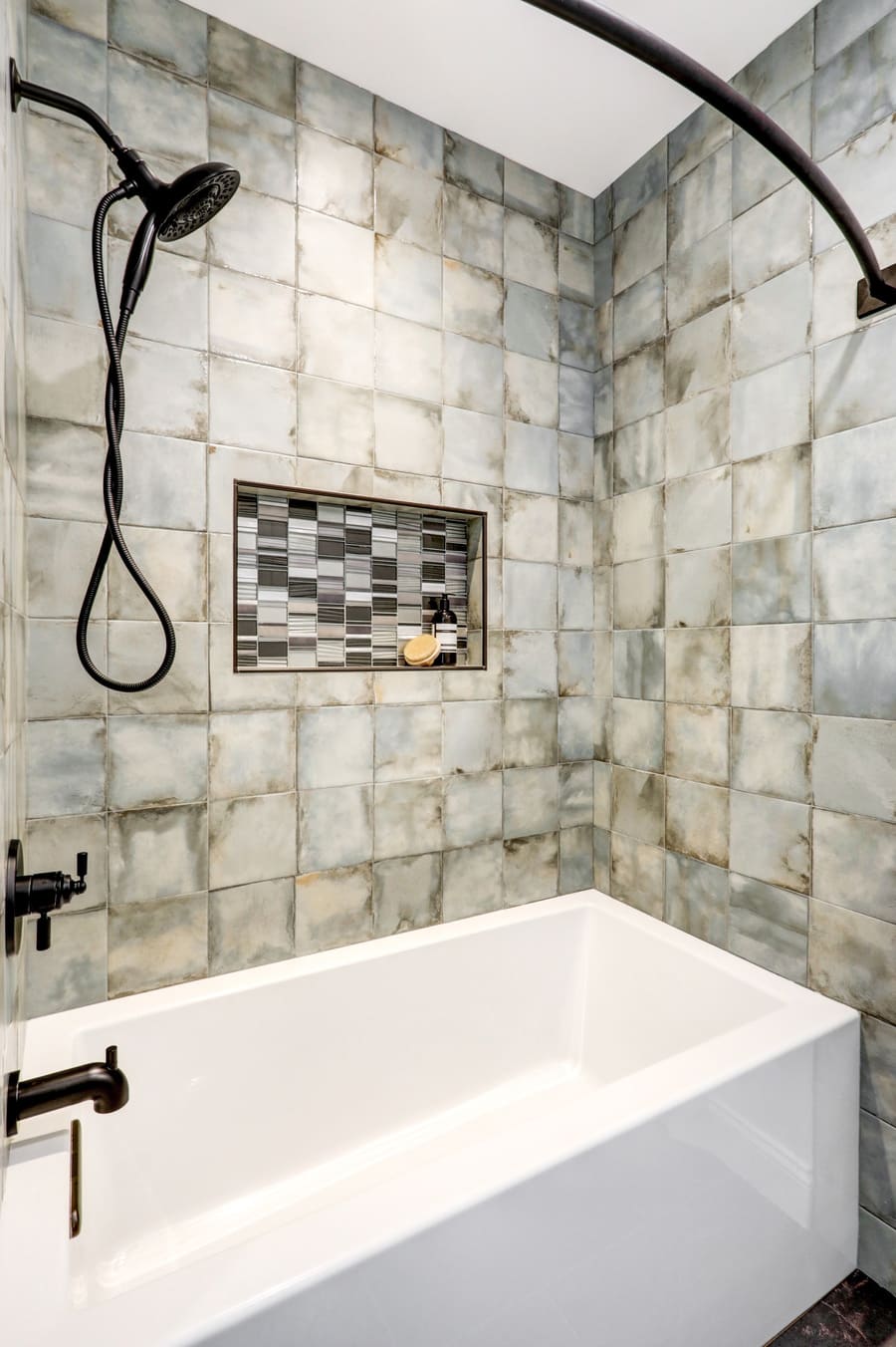 tile shower with niche in Lancaster Bathroom remodel