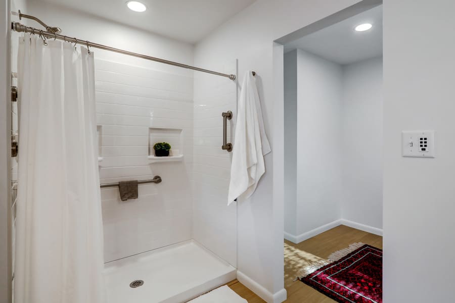 Historic Lancaster Home Bathroom Addition with low curb shower