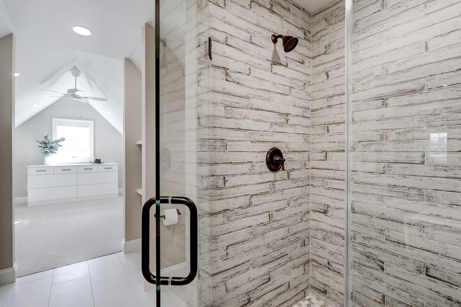 Manheim Primary Suite Remodel with rustic shower tile